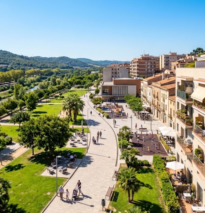 Vistas del Parc Central, el Casc Antic y el entorno urbano de San Andrés de la Barca en Barcelona